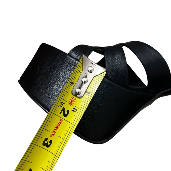 Steve Madden 9.5 Black Leather Y2K Grunge Chunky Platform Block Heel Sandals - Picture 11 of 13